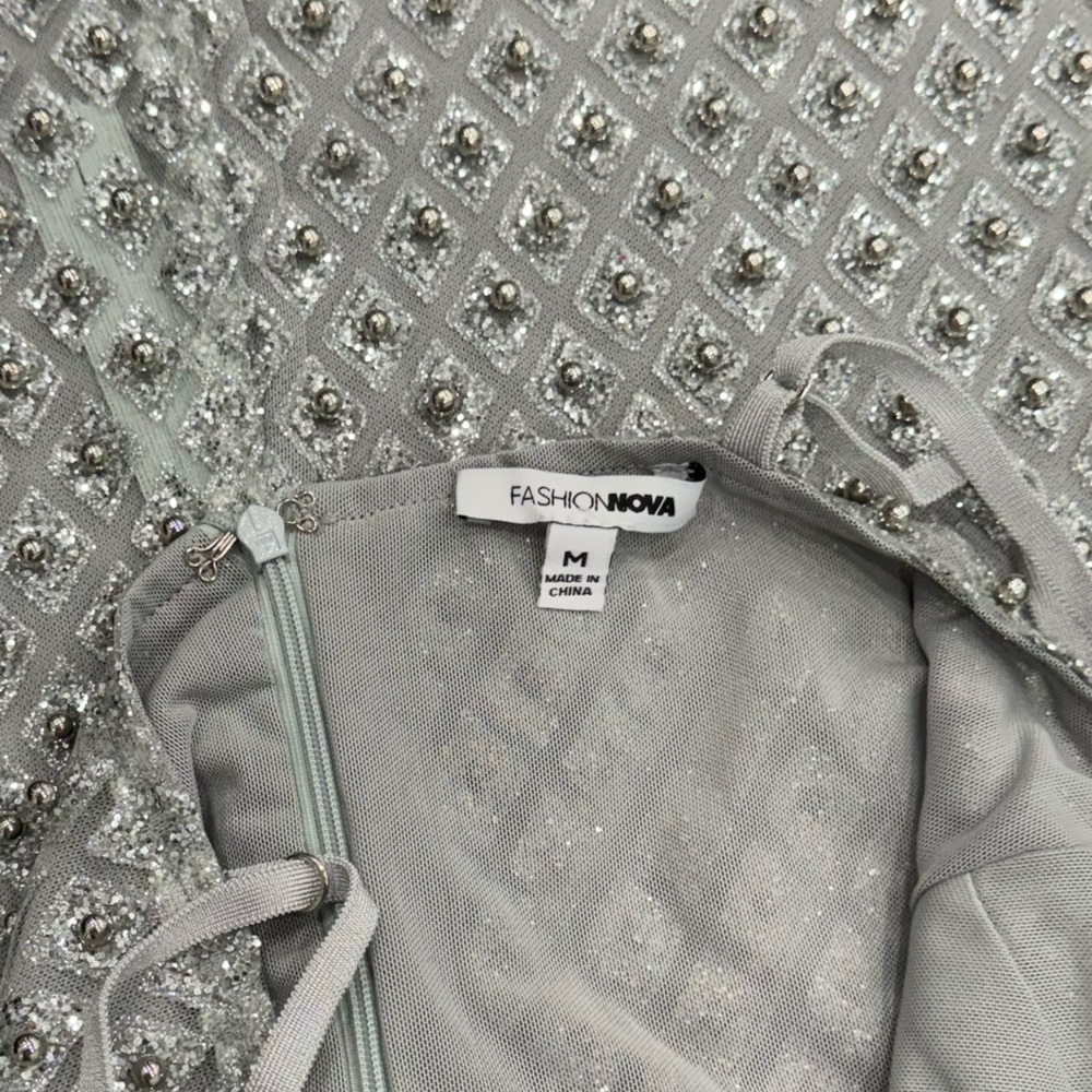 Fashion Nova Silver Roxi Dress Size Medium - Picture 7 of 12